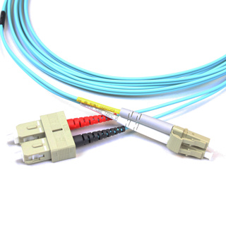 2mm duplex fiber optic patch cable OM3 SC / LC Aqua 3m