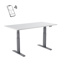 Sit-Stand Electric Desk 150 x 75 cm, Height 62-128 cm, White Top / Grey Base, Connected
